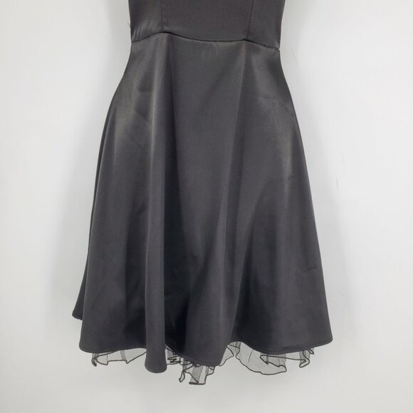 Vintage Ruby Rox Black Satin Y2K Witchy Whimsigoth Square Neck Mini Dress 3 - Picture 6 of 7